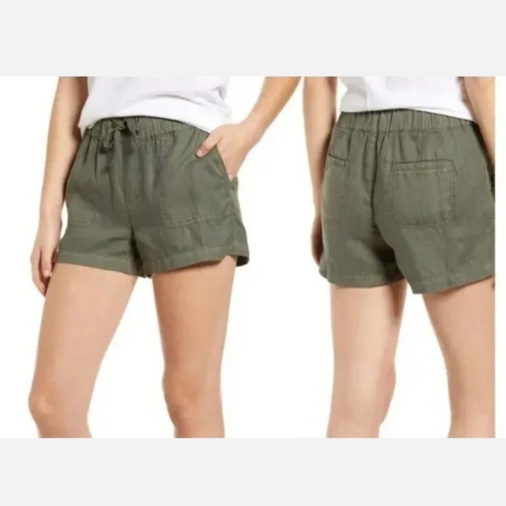 Caslon Linen Shorts Plus Size 2X Olive Green Drawstring Deep Front Pockets Nwot